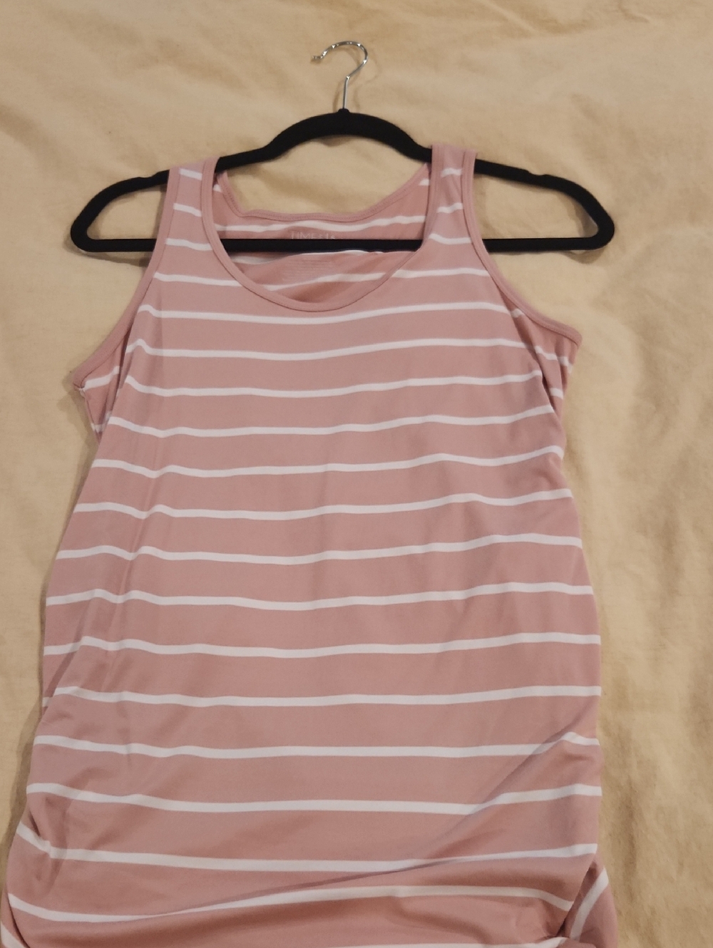 Time and Tru Pink and White Striped Tank Top